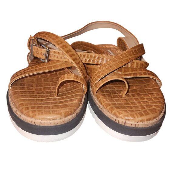 Charles David Chance Croc-Embossed Leather Sandal Brown Size 9.5M - Picture 4 of 8